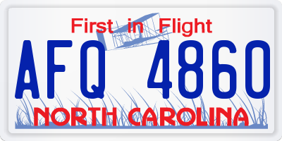 NC license plate AFQ4860
