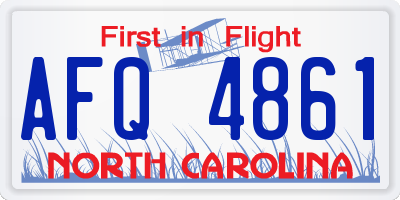 NC license plate AFQ4861