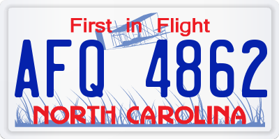 NC license plate AFQ4862