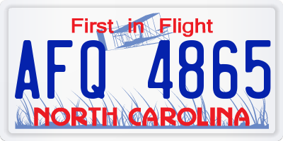 NC license plate AFQ4865