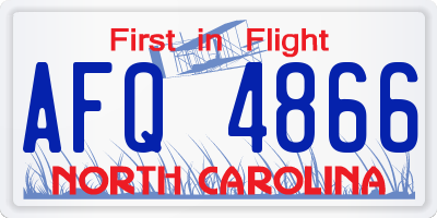 NC license plate AFQ4866