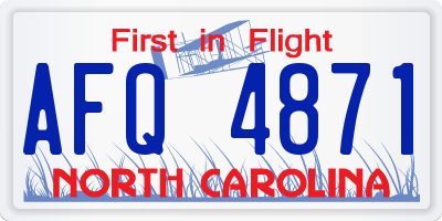 NC license plate AFQ4871