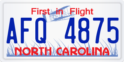 NC license plate AFQ4875