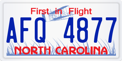 NC license plate AFQ4877