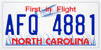 NC license plate AFQ4881