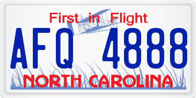 NC license plate AFQ4888