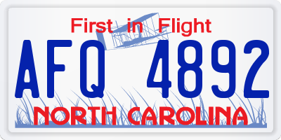 NC license plate AFQ4892