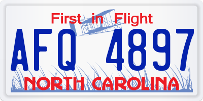 NC license plate AFQ4897