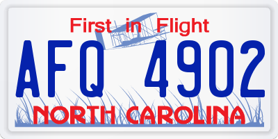 NC license plate AFQ4902