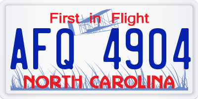 NC license plate AFQ4904