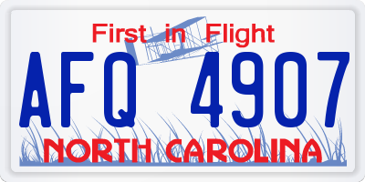 NC license plate AFQ4907