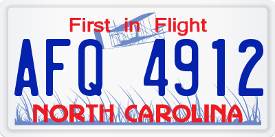 NC license plate AFQ4912