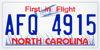 NC license plate AFQ4915