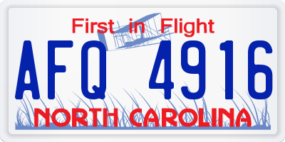 NC license plate AFQ4916