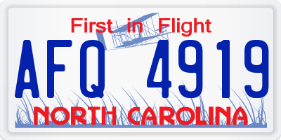NC license plate AFQ4919