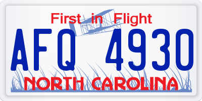 NC license plate AFQ4930