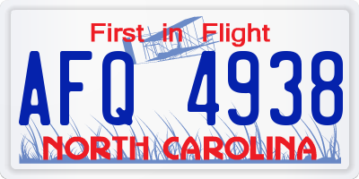 NC license plate AFQ4938