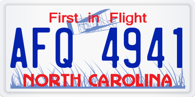 NC license plate AFQ4941