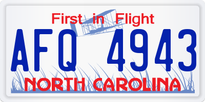 NC license plate AFQ4943