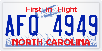 NC license plate AFQ4949