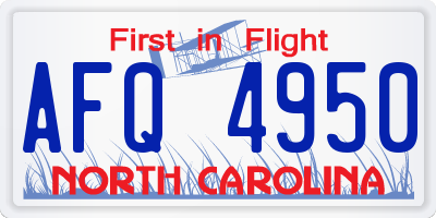 NC license plate AFQ4950