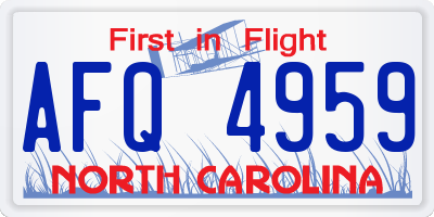 NC license plate AFQ4959