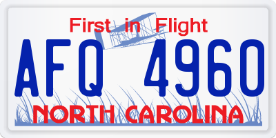 NC license plate AFQ4960