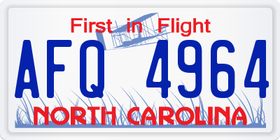 NC license plate AFQ4964