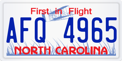 NC license plate AFQ4965