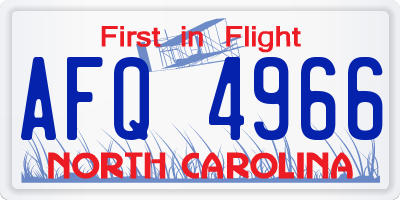 NC license plate AFQ4966