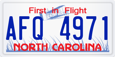 NC license plate AFQ4971