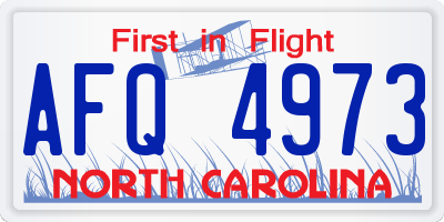 NC license plate AFQ4973