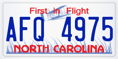 NC license plate AFQ4975
