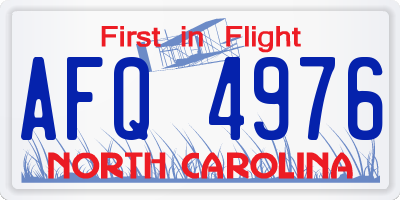 NC license plate AFQ4976
