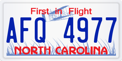 NC license plate AFQ4977
