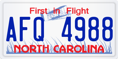 NC license plate AFQ4988