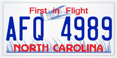 NC license plate AFQ4989