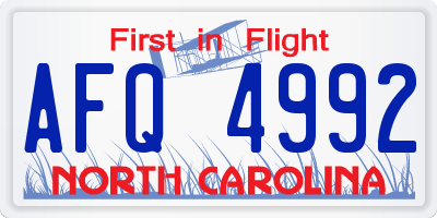 NC license plate AFQ4992