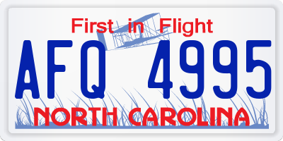 NC license plate AFQ4995