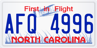 NC license plate AFQ4996