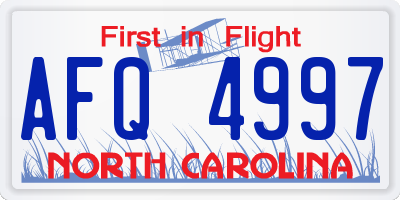 NC license plate AFQ4997
