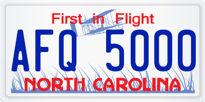 NC license plate AFQ5000