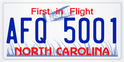 NC license plate AFQ5001