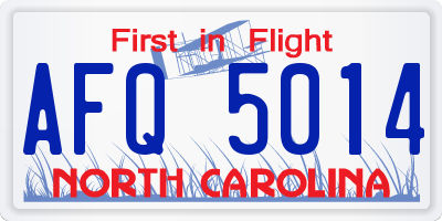 NC license plate AFQ5014