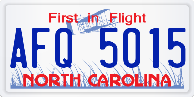 NC license plate AFQ5015