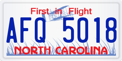 NC license plate AFQ5018