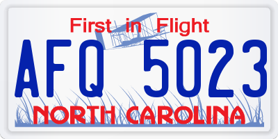 NC license plate AFQ5023