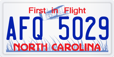 NC license plate AFQ5029