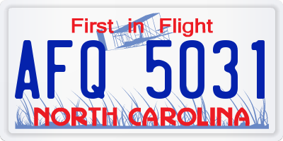 NC license plate AFQ5031