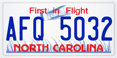 NC license plate AFQ5032